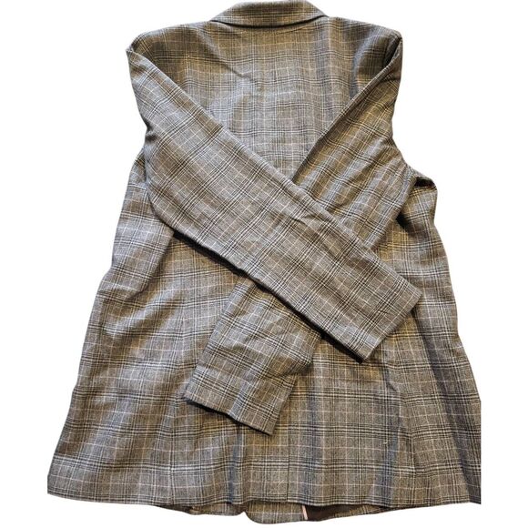 NWT Talbots Blazer Women's 12 Brown Glen Plaid Luxe Italian Wool Double Breasted - Picture 3 of 6